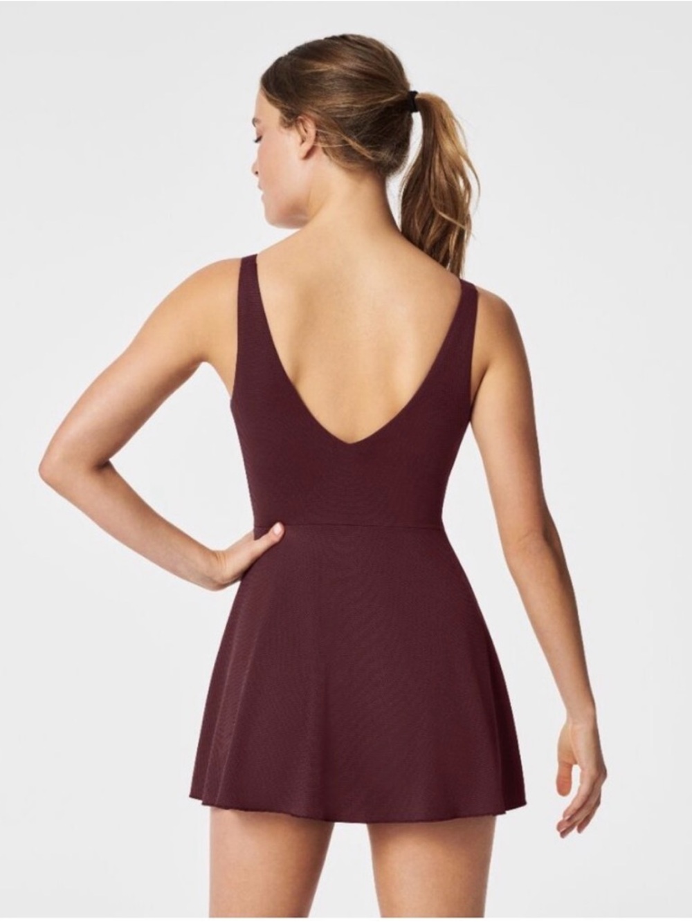 SPANX One-Piece Swim Dress in Burgundy - Picture 3 of 9